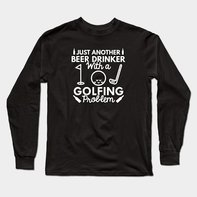 Beer Drinker Golfing Long Sleeve T-Shirt by VectorPlanet